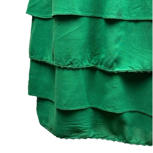 Anthropologie Maeve Gathered Together Sleeveless Tier Dress - Green - 8 -Worn 1X - Picture 7 of 16